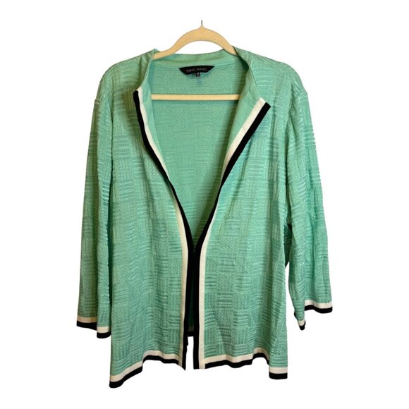 Ming Wang Sweater Women's Size‎ 3X Cardigan Open Front Green Black - Picture 1 of 4